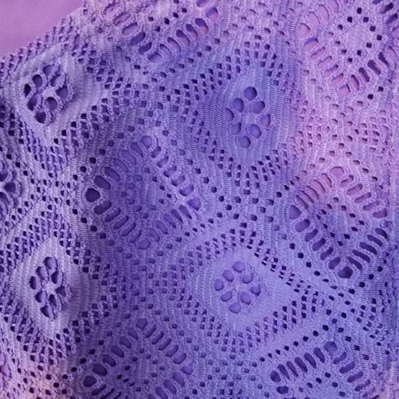 O'rageous Purple Crochet/Lace String Side Tie Bikini Bottoms - Picture 2 of 8